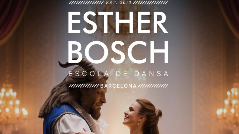 Cartel del musical benéfico La Bella y la Bestia de la escuela Esther Bosch Danza en el Auditori Sant Joan de Déu, diciembre 2025.