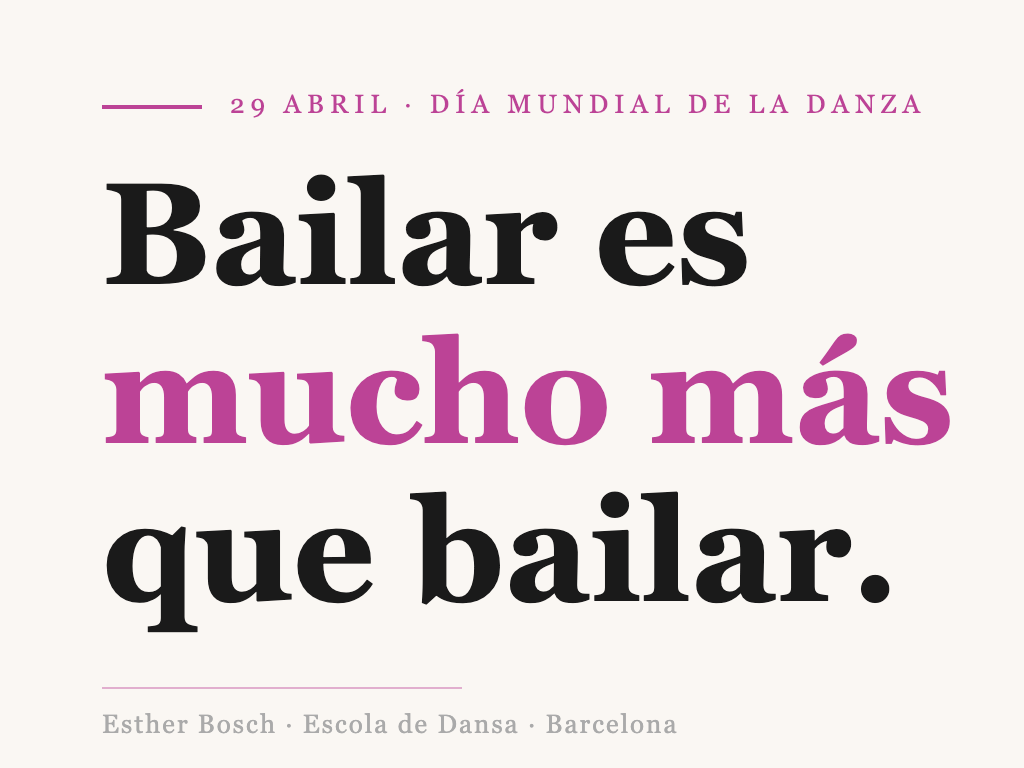 Día Mundial de la Danza 2026 - Esther Bosch Escola de Dansa Barcelona