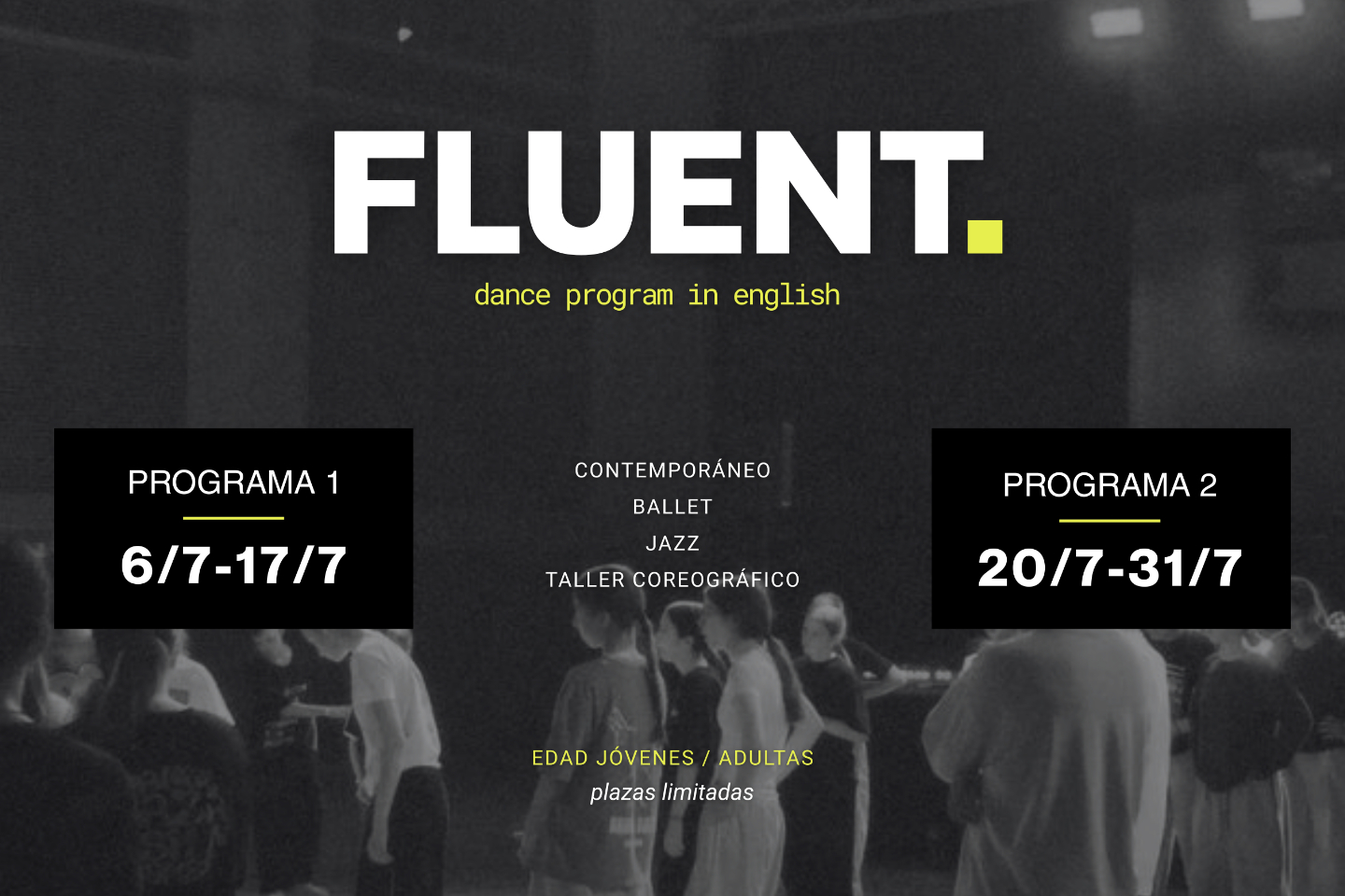 Clases de danza en julio en Barcelona y en Inglés y con música en directo.